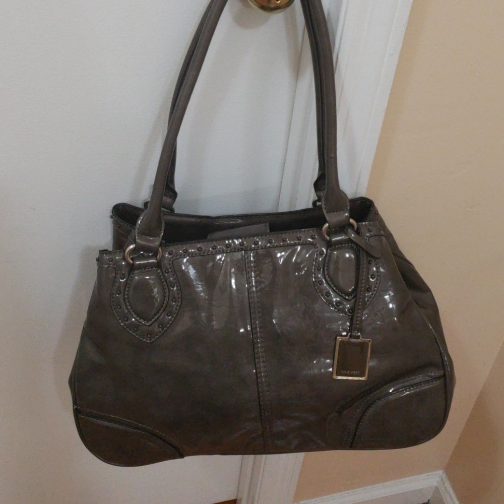 Nine West patent gray satchel bag